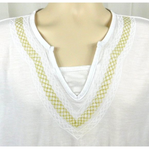 JENNY Womens Sleeveless Summer Top 1X White Cotton Blend Accent Stitching - Picture 3 of 6